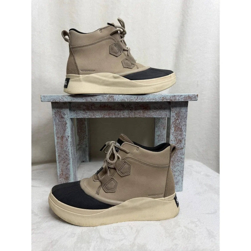 Sorel Out N About Classic Duck Boot Womens 9 Khaki Black NL5153-264 Waterproof‎
